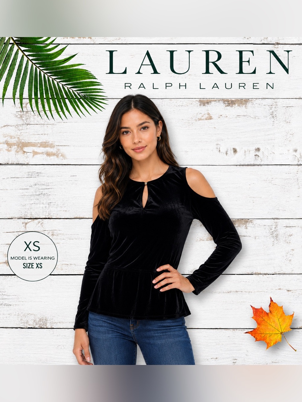 ⤵️LAUREN RALPH LAUREN Cold Shoulder black Velvet